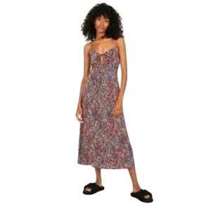 H&M Floral Low Back Cross Back Midi Dress Medium